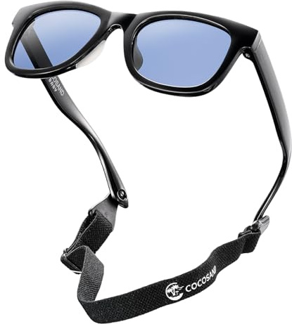 COCOSAND Flexible Polarized Baby Sunglasses with Strap Soft Silicone Nose Pad UV Protection for Infant Toddler Boys Grils Age 0-24 Months