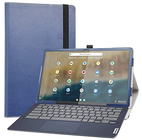 LiuShan Compatible with Lenovo Ideapad Duet 5 Case,PU Leather Slim Folding Stand Cover for 13.3 Lenovo Ideapad Duet 5 Chromebook 2-in-1 Tablet PC(Not Fit Other Tablet),Blue