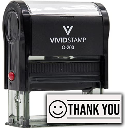 Thank You (Smiley Face) Self Inking Rubber Stamp (Black Ink) - Q-200