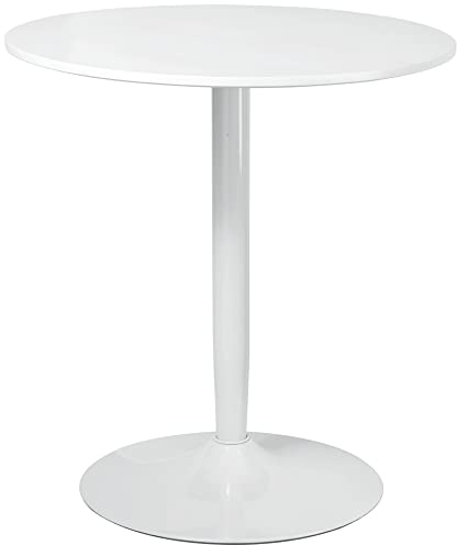 HOMCOM Tavolo Rotondo per 2 Persone, Tavolo da Cucina Moderno con Base in acciaio e Piedini Antiscivolo, Ø70 x 75A cm, Bianco