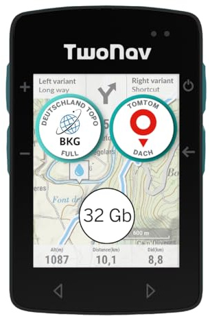 TwoNav ROC (32 GB) + Karte Full Deutchland BKG Topo 1:25000, Outdoor GPS mit 2,7-Zoll-Bildschirm für MTB, Fahrrad, Gravel oder Bikepacking oder Navigation