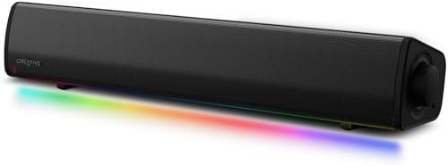 CREATIVE Sound Blaster GS3 Compact RGB Gaming Soundbar con tecnologia SuperWide, alimentato tramite USB, Bluetooth 5.4, porta di uscita cuffie, per PC e Mac