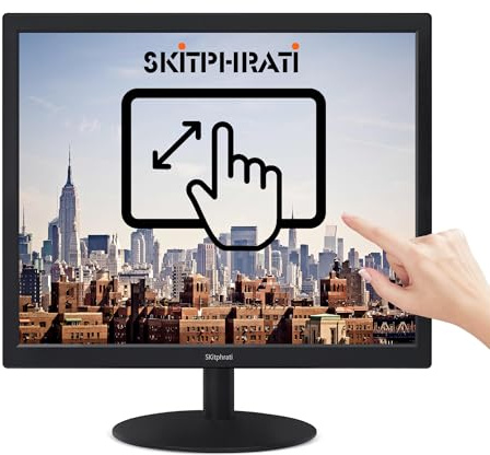 SKitphrati Monitor de pantalla táctil multitáctil cuadrado de 17 pulgadas 1280 x 1024 de 10 puntos con HDMI, VGA, puertos tipo B, 75 Hz, relación de aspecto 4:3, montaje en pared VESA, soporte