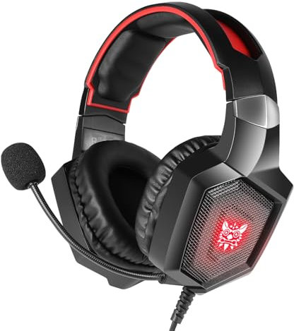 Gaming Headset with Microphone, Gaming Headphones for PS4 PS5 Xbox One PC with RGB Lights, PlayStation Headset with Noise Reduction 7.1 Surround Sound Over-Ear and Wired 3.5mm Jack (Black)