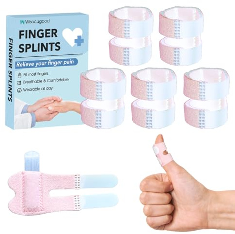 Wisocugood 5Pcs Thumb Finger Splints, Small Finger Splints for Broken, Arthritis, Injury, Sprain, Fits Index, Middle & Ring Finger Pain (Pink)