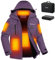 Brimekey Beheizbare Jacke Damen, Beheizte Fleece Ski-Jacken Wasserdicht Winddicht mit 12000 mAh Akku, 6 Heizung Zonen & 3 Heizstufen, Heizjacke mit Kapuze für Frauen Outdoor Winter