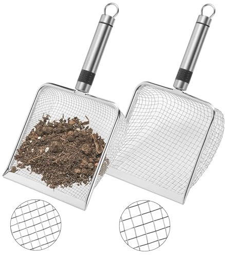 Adnee 2 Pcs Wider Gardening Soil Sifter-5.5 W Garden Sieve Sifter with Handle (3.8/5 mm Mesh)-Portable Gardening Sifter for Gradening Sand Soil Dirt Compost