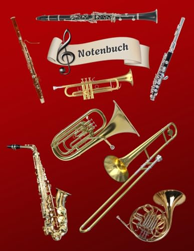 Notenheft Trompete DIN A4 Notenbuch Posaune Musikunterricht Waldhorn Notenlinienheft Große Lineatur Blasinstrumente Anfänger Kornett Querflöte ... Notensysteme Bariton Musiker Fagotte 02B06
