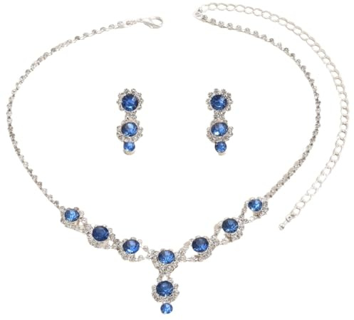 JEYORZY 3Pcs Parure de Bijoux de Mariée pour Mariage, Bal de fin d'année, Collier ras du Cou, Boucles d'oreilles Pendantes Fiançailles Ensemble Bijoux Anniversaire Cadeau pour mariée, femmes et filles