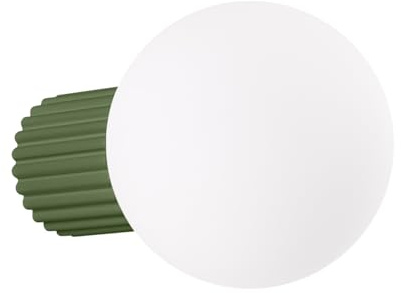 SOLLUX lighting Wandleuchte Innen - Wandlampe Aluminium Glas -1 Flammig - LED Lampe Glühbirne - Olivgrün Halo