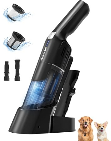 Aspiron Cordless Handheld Vacuum, 24KPA Powerful Car Vacuum, 2-Speed, 2 Charging Methods, Wireless Charger, Ergonomic Handle, Portable Rechargeable Vacuum Cleaner for Car, Home, Black Grey