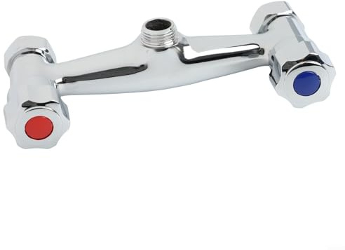 Gdfnmogo Grifo de ducha montado en la pared de doble control, válvula mezcladora de doble mango de latón cromado, con salida de agua G1/2, para bañera de lavabo de baño (A)