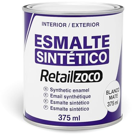 TECHZOCO Esmalte Sintético, Pintura Esmalte, synthetic enamel, Uso en maderas y metales, Apto para interior/Exterior, Contiene 375 ml, Color Blanco Mate