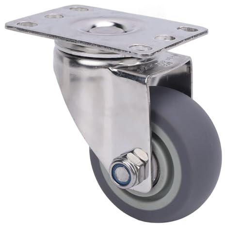 Yosoo Health Gear 3- Hjul 304 Rostfritt Stål Universal Platthjul med TPR-hjul 60 Kg Belastning 360 Grader Roterande Tyst Ej Märkning för Vagn Möbel Arbetsbänk Verktygslåda
