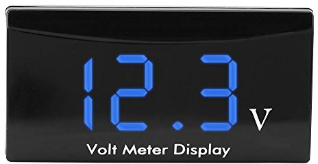 Akozon Voltmetro Digitale per Auto Impermeabile DC 12V Misuratore Digitale Multifunzione Tester di Tensione Voltometro LED per Auto Motociclo(Blu)