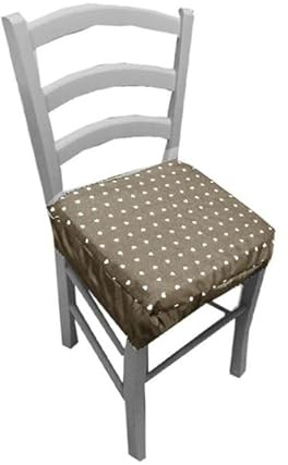 Russo Tessuti Poliestere, 6 Cuscini Sedie Cucina Coprisedia Imbottiti Elastico Cuore Allungato Beige