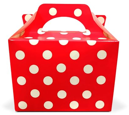 Lotus 15 x prickig design festlådor för barn/barn bära mat måltid rolig picknick födelsedag bröllopsgåva/baby shower fest halloween bus eller godis låda lotväska (röd)