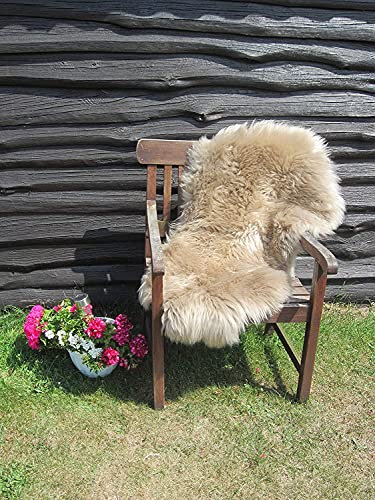 Felltrade Merino Schaffell Lammfell Fell echt gefärbt groß, Hellbraun, ökologische Gerbung (130-140 cm)
