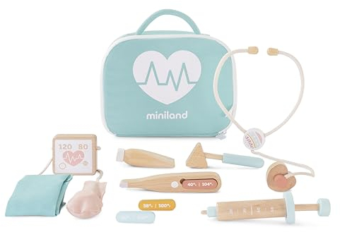 Miniland 94063 Arztkofferset aus Holz für Puppen