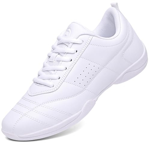 WUIWUIYU Girls Lace-Up School Chearleading Shoes Sports Dancing Sneakers Size 1 UK White B