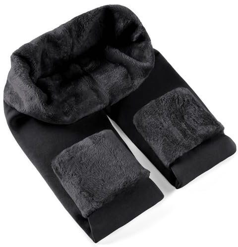 ZLLW Winter Warm Fleece Lined Leggings for Women, High Waisted Thick Thermal Velvet Tights Black(L)