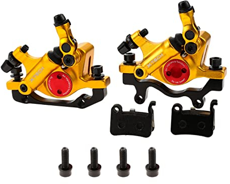 Mgoodoo MTB Hydraulische Scheibenbremse Set, Fahrrad Scheibenbremse Sets vorne und hinten Line Pulling Hydraulische Scheibenbremse, Gold,Scheiben 160mm
