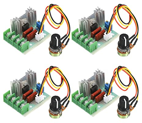 GUUZI 4pcs 2000W Regolatore di Velocità del Motore CA con Cavo, Regolatore di Velocità del Dimmer del Modulo, Regolatore di Tensione Regolabile 110-220V 25A per la Regolazione dell'attenuazione