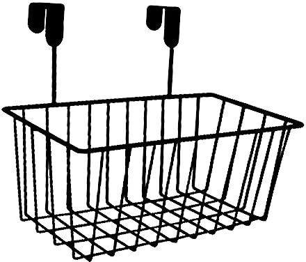 Dickly Cesto sopra Anta,Cestino da Appendere,sopra la Porta Cesto Portaoggetti a Sospensione,Mensole da Parete in Metallo con Ganci, Cestino Sospeso,Contenitori per Cucina Ufficio Dispensa Bagno,Nero