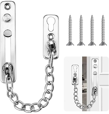 Serrure de porte, serrure de sécurité de porte, serrure à chaîne de porte, chaîne antivol de porte en acier inoxydable 304, adaptée à l'hôtel, chaîne antivol de porte d'appartement