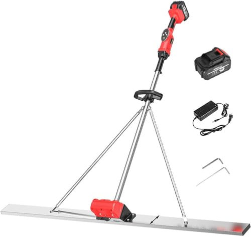 RayGenius Juego Vibratorio para Solado De HormigóN, Regla Apisonadora Niveladora De Superficies De HormigóN A BateríA, Vibrador EléCtrico Recargable para Solado De Cemento,1.8M-1Xbattery
