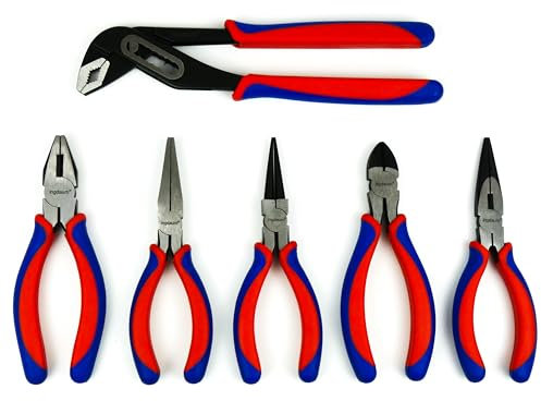 Alicates domesticos (Juego de 6 alicates Alicates universales, Alicates de punta fina, Alicates de corte lateral, Alicates de punta plana, Alicates de punta redonda y Alicates para bombas de agua)