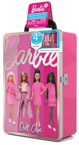 Barbie Metal Toy Storage Case Store it All - Compatible with other Dolls, for Kids Girls Ages 3 and Up