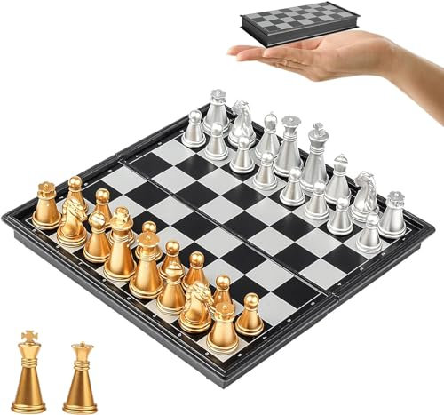 Echiquier Magnetique, Jeu D'échecs, Jeu Echecs Pliable, Jeu D'échecs de Voyage, Mini Jeu Échecs Voyage Magnétique, 13 × 13 cm, Petit Echiquier Voyage pour Garçon Fille Enfants Adultes
