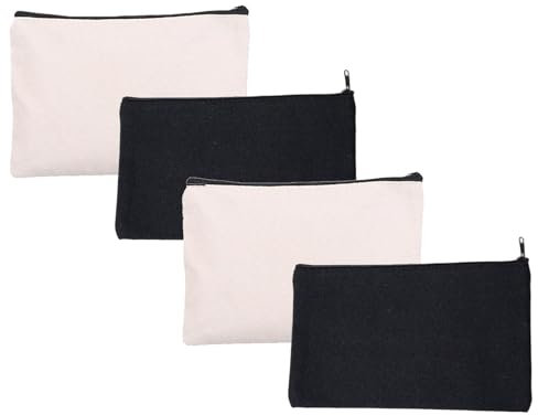DIY Blanko Stoffbeutel,Stoff Federmäppchen,Stoffbeutel mit Reißverschluss,Kosmetiktasche Segeltuch,Kosmetiktaschem,Makeup Tasche für Reisen,für Arbeit Schule Reisen (4)