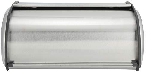 HAOHIZE 304 Stainless Steel Bread Box, Roll Top Bread Bin Small Bread Cake Storage Box with Lid Simple Frosted Metal Bin Container Stainless Steel Bread Bin for Kitchen Countertop