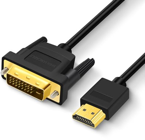 SHULIANCABLE HDMI auf DVI Kabel, bidirektional, 1080P, DVI-D 24 + 1 Stecker auf HDMI Stecker, High Speed DVI auf HDMI Adapterkabel kompatibel mit Projektor, Laptop, TV, PC, DVD Player (1M)