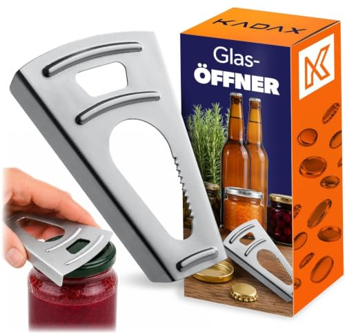 KADAX Locköppnare av metall för flaskor och glas, flasköppnare för skruvlock, glasöppnare för seniorer, skruvlocksöppnare, mångsidig öppnare (15 cm)