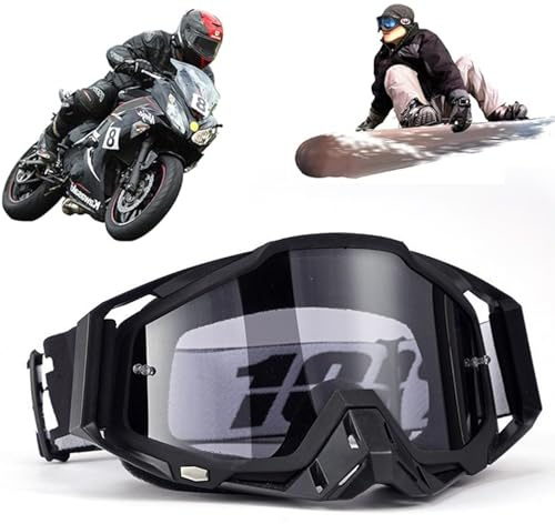 Lunettes de Ski, Lunettes Moto Coupe Vent, Lunettes De Moto Sécurité, Lunettes Moto Tout Terrain, Lunettes De Motocross, Activités Extérieures Goggles, pour VTT, Skis ou Casques Ouverts, Noir / Gris