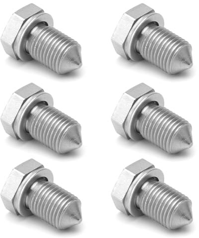 ZMDMAH 6 Viti di Scarico dell'olio, in Lega di Acciaio, per Scarico dell'olio, Anello di Tenuta, Vite di Scarico dell'olio, con rondella, Lunghezza filettata, Compatibile con N90813202 per Auto