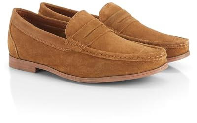 Catesby College Premium Suede Loafers for Men Extra Padded Breathable Mens Casual Shoes Comfortable Moccasins Slip On Flats, Tan, UK 8