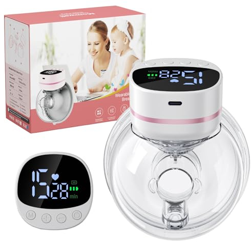 Kidken Tire-lait mains libres, tire-lait portable de la bouche de bébé avec 5 modes et 15 niveaux, tire-lait électrique portable - bride 19/21MM (Noir et blanc,1pcs)
