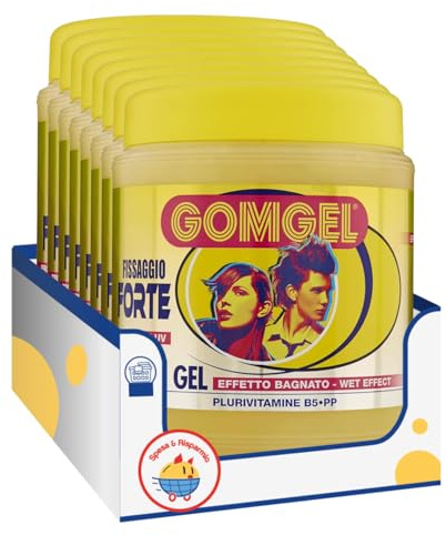 Gel Capelli Fissaggio Forte – Effetto Bagnato con Plurivitamine B5-PP e Protezione UV – Formato da 1000 ml kit con Spugna Brandizzata SPESA & RISPARMIO Inclusa – Variazioni 4/8/12 Pezzi (8)