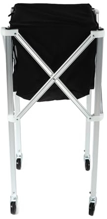 Dilwe Chariot de Panier de Balle de Tennis Pliable à la Mode en Noir, Support de Balle de Grande capacité avec Roues Pivotantes à 360 Degrés, Idéal pour Les Amateurs de Tennis