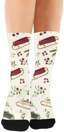 susiyo Mini Snow Sleds Red Women’s Ankle Socks - Soft/Breathable, High Elasticity, Running Socks for Daily Wear, Sports & Work, Socks for Women