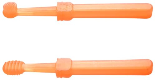 TOYZFRIENDY Cepillo de Dientes para Bebés 2 Piezas de Silicona Grado Alimenticio, Cerdas Suaves para Encías Delicadas, Limpiador Bucal Infantil Seguro y Compacto para Viaje y Uso Diario