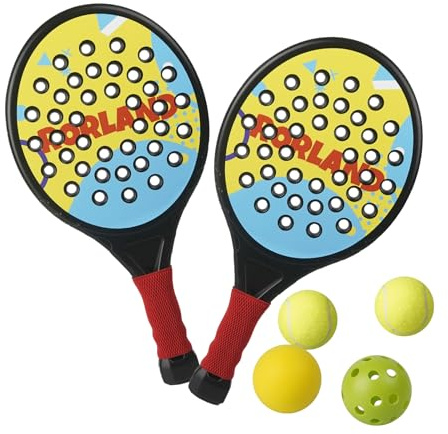 Set Racchette Padel Bambini 6+ Anni, Leggere per Principianti, 2 Racchette & 4 Palline, Bambini Ragazzi Ragazze, Gioco Interni Esterni Giardino Spiaggia