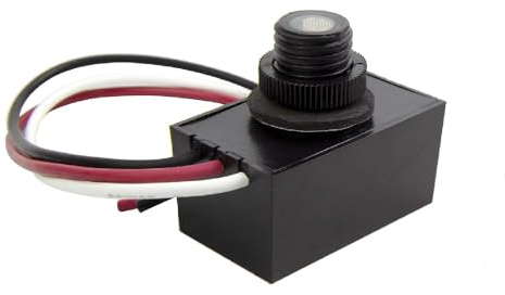 Solus Dusk-to-Dawn Button Sensor for Outdoor Fixtures and Lamp Posts – Auto Photocell Control, 120V, UL Listed, Black (Pack of 1)