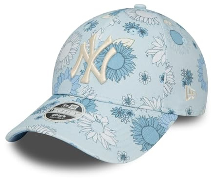 New Era New York Yankees Berretto Cappello per Donna Ragazze Floreale Blu Logo della Squadra Regolabile Fiore Baseball