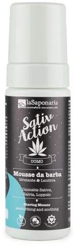 La Saponaria | Mousse da barba, Mousse da barba ad azione idratante e lenitiva a base di Cannabis Sativa, Salvia e Luppolo bio, 150ml