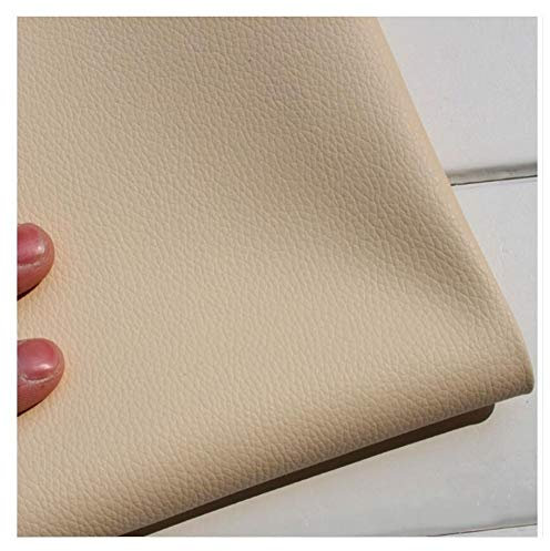 Tissu Simili Cuir Tissu en Simili Cuir Souple, pour ameublement, canapé, chaises, Sacs，Idéal pour travaux manuels, Patchwork, décorations, Beige, 1,38 x 2m